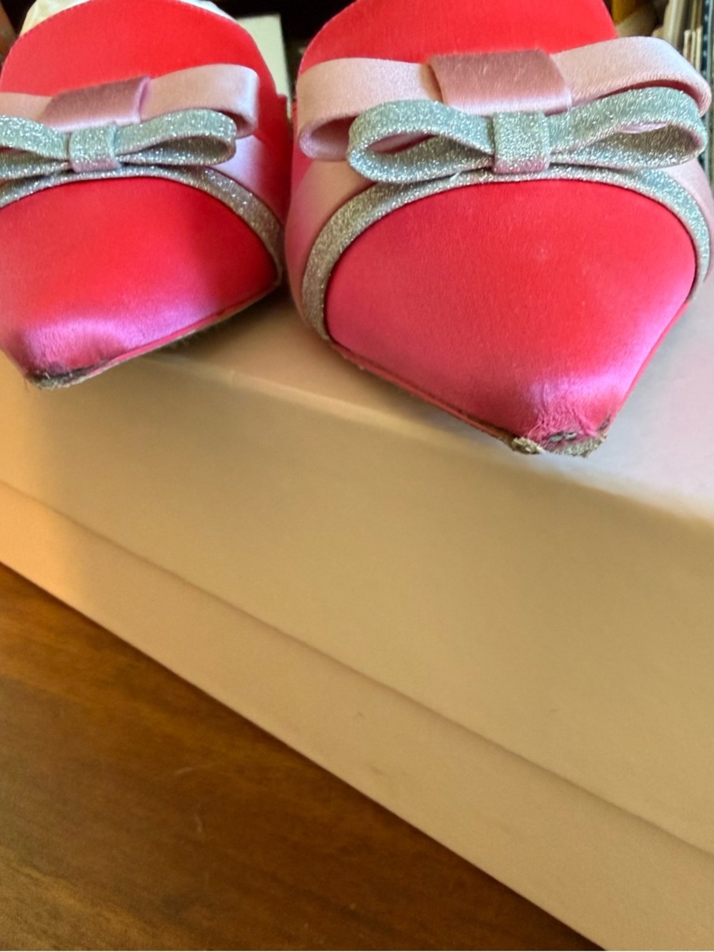 Sophia Webster Pink Satin Andie Pointed-Toe Bow Mule Slipper - Picture 5 of 9